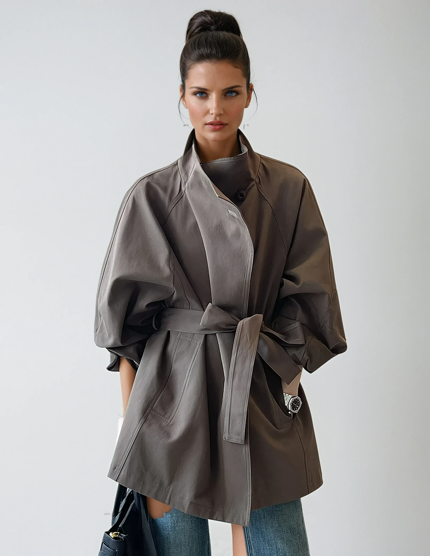 Women's Stand Collar Trench Coat 0