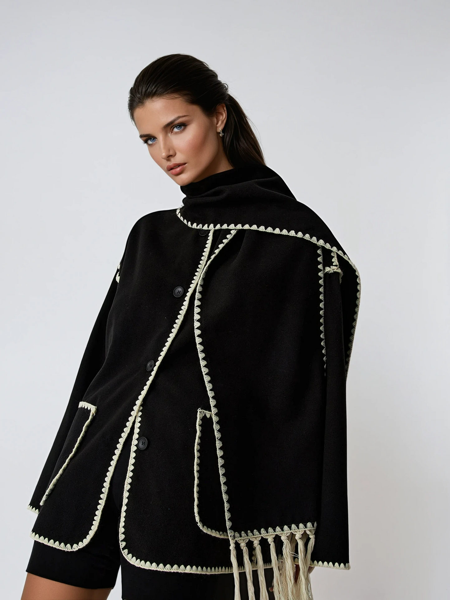 Women's Tailored Jacket with Matching Scarf 0