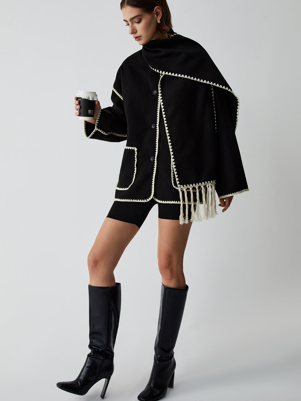 Women's Tailored Jacket with Matching Scarf 2