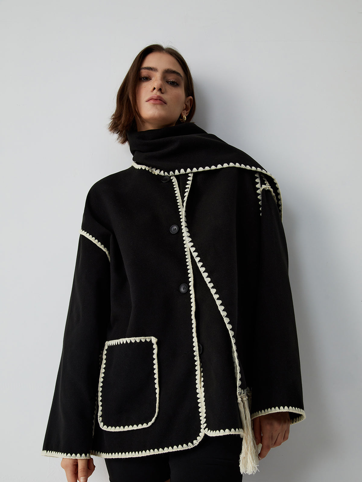 Women's Tailored Jacket with Matching Scarf 3