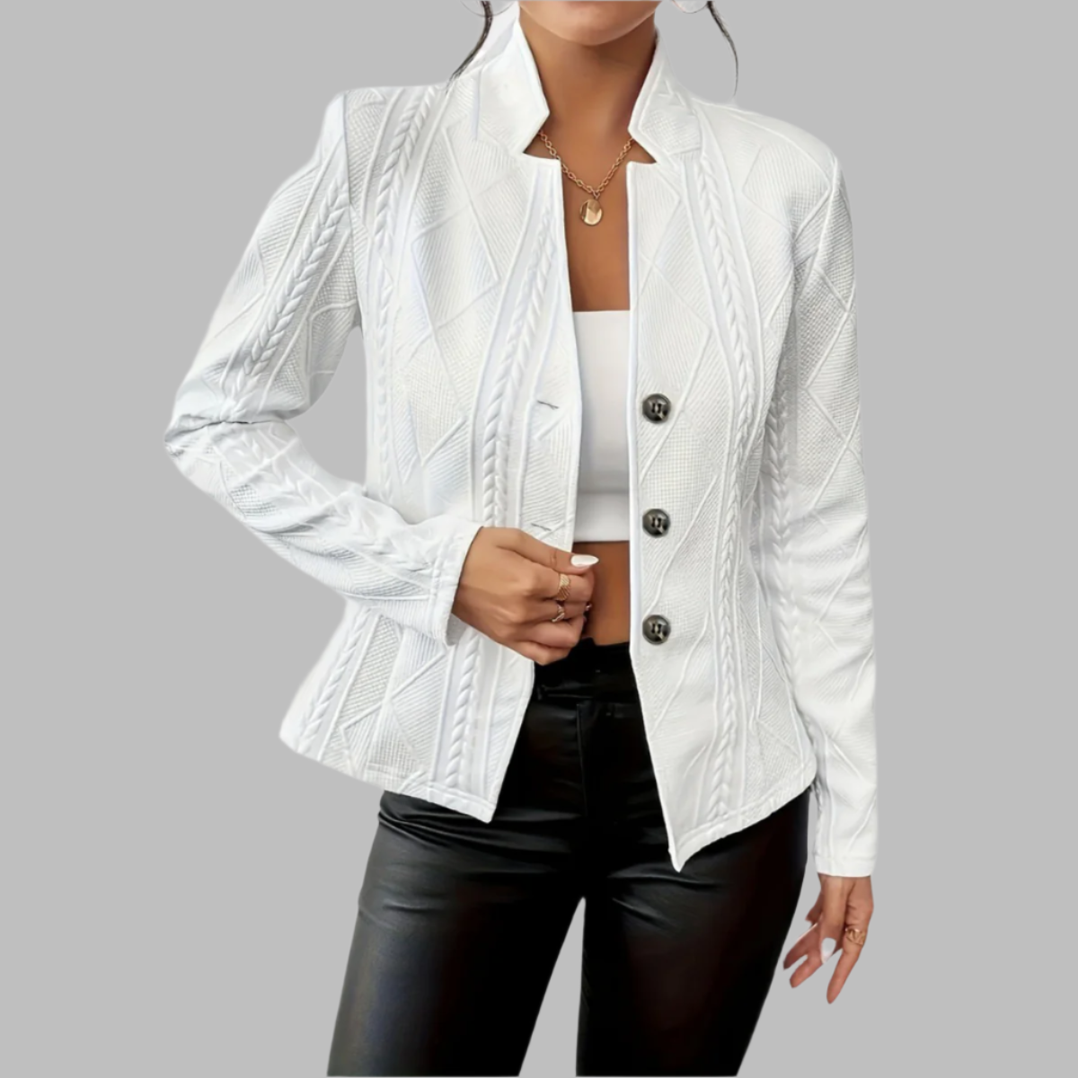 Women’s Textured Blazer – Tailored Fit with Geometric Detailing 0