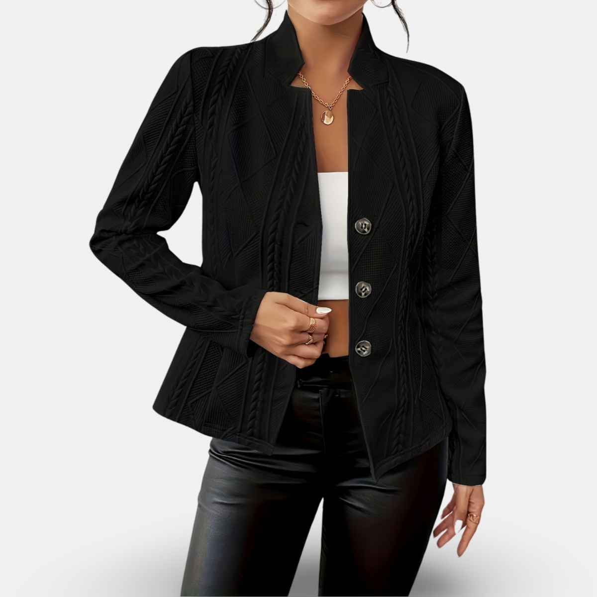 Women’s Textured Blazer – Tailored Fit with Geometric Detailing 2