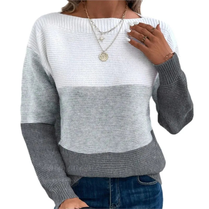 Women's Three-color Knitted Patchwork Sweater 6