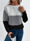 Women's Three-color Knitted Patchwork Sweater 9