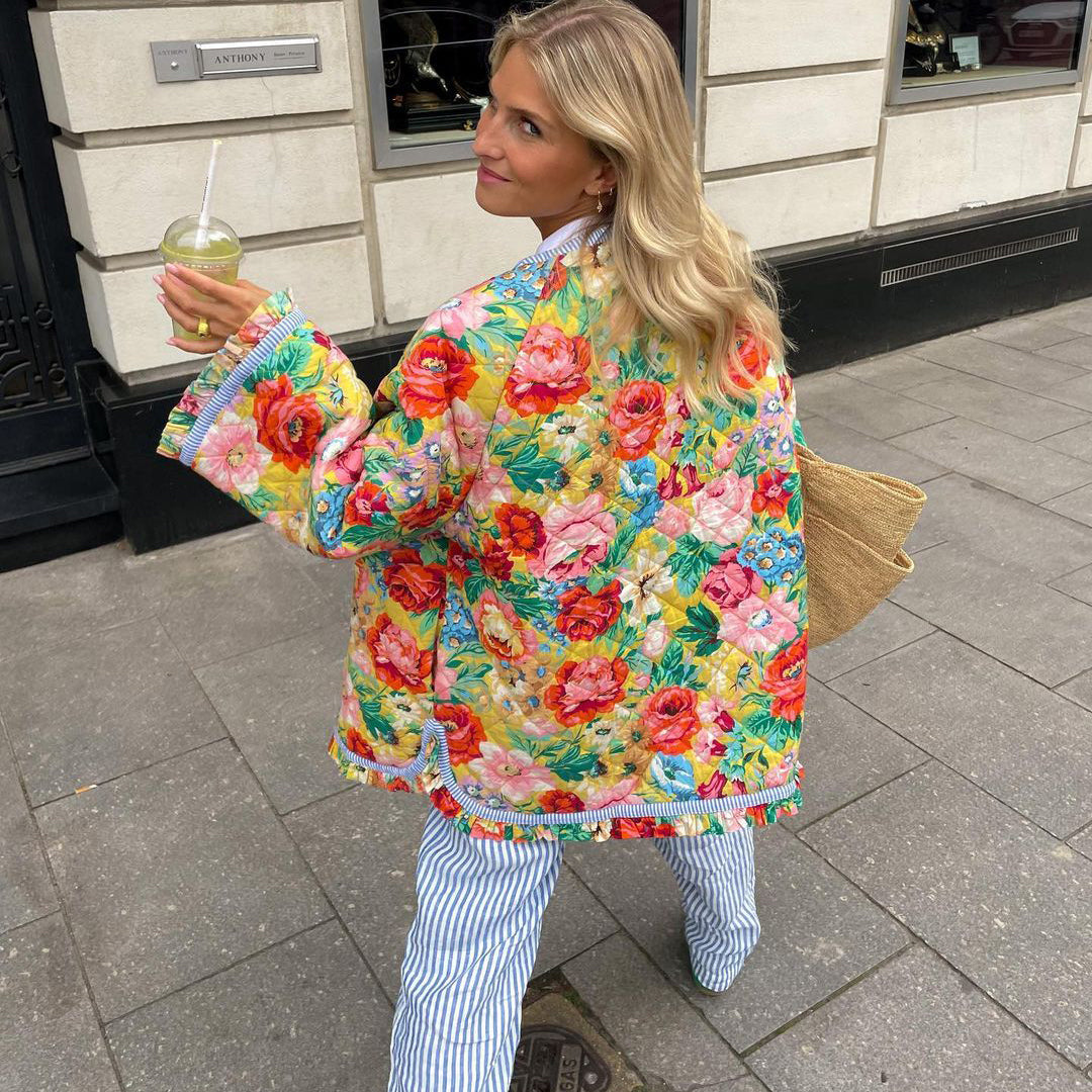 Women's Vintage-Inspired Quilted Floral Jacket 2