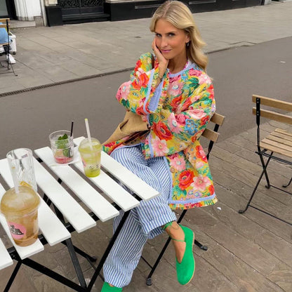 Women's Vintage-Inspired Quilted Floral Jacket 4