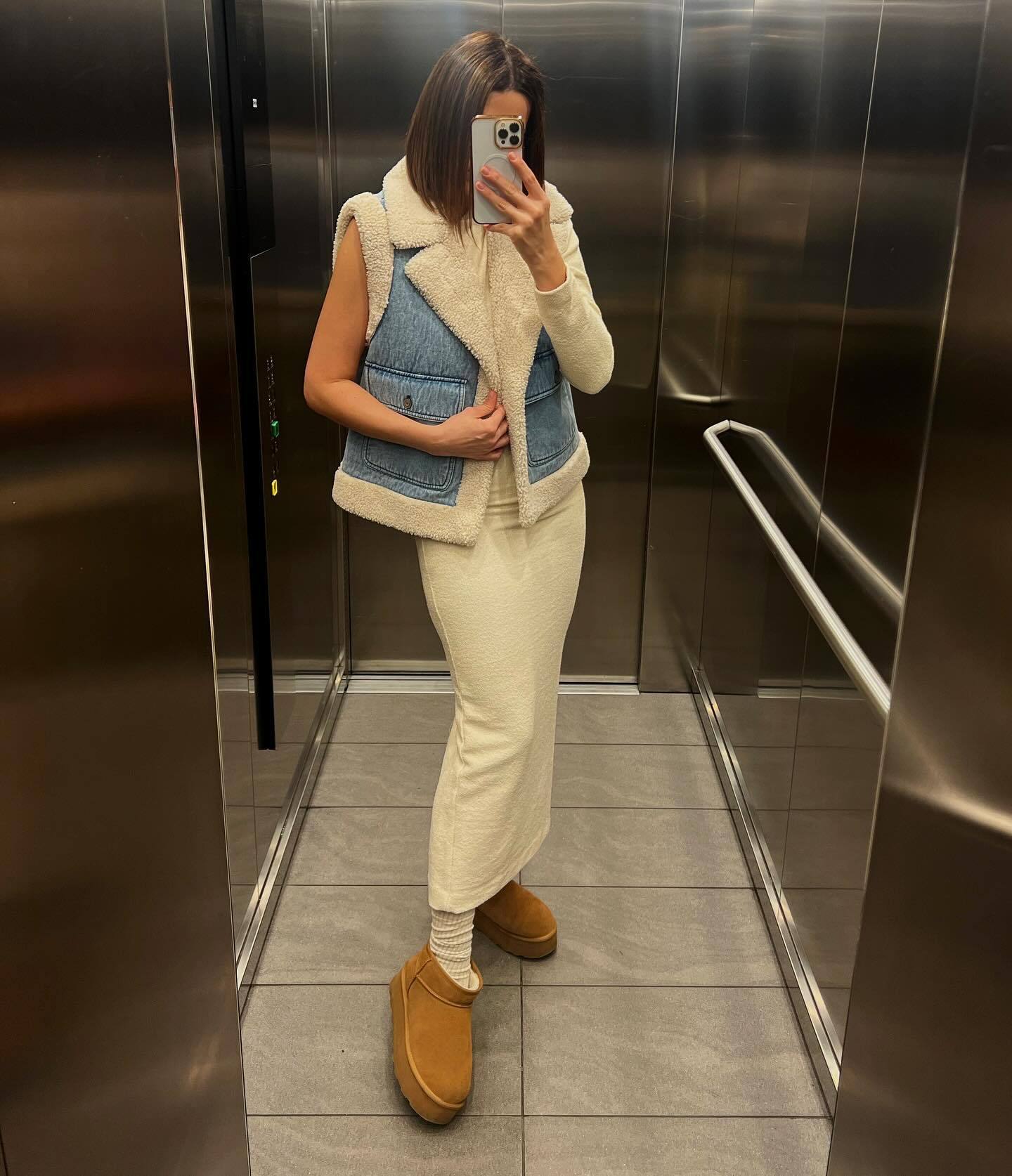 Women's Vintage Shearling Denim Vest 4