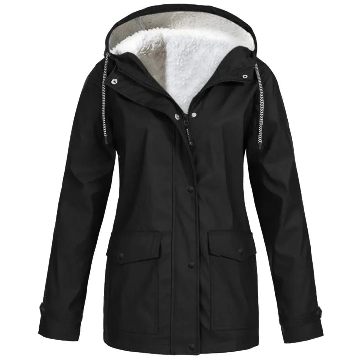 Women's Water and Windproof Fleece-Lined Jacket With Hood 0