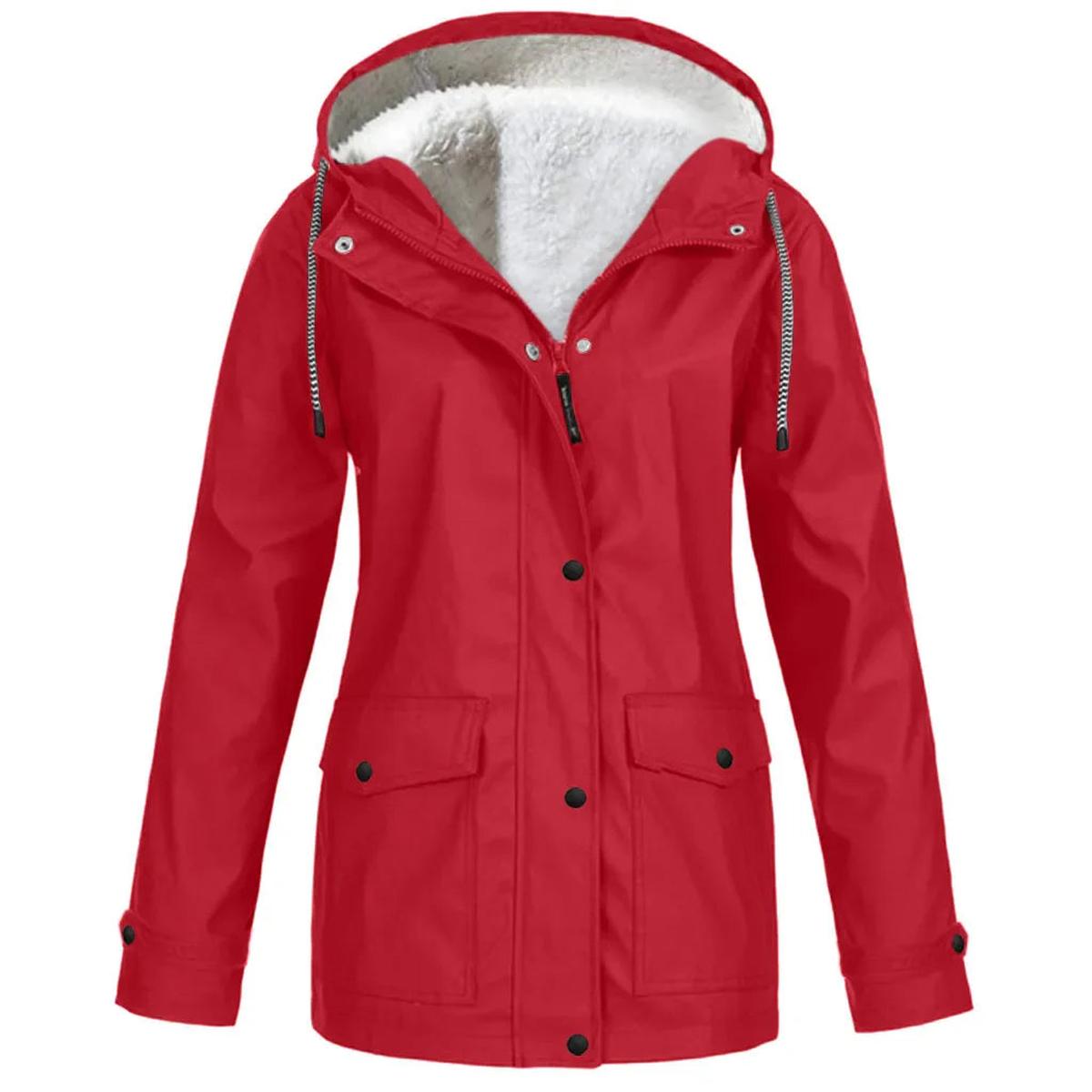 Women's Water and Windproof Fleece-Lined Jacket With Hood 5