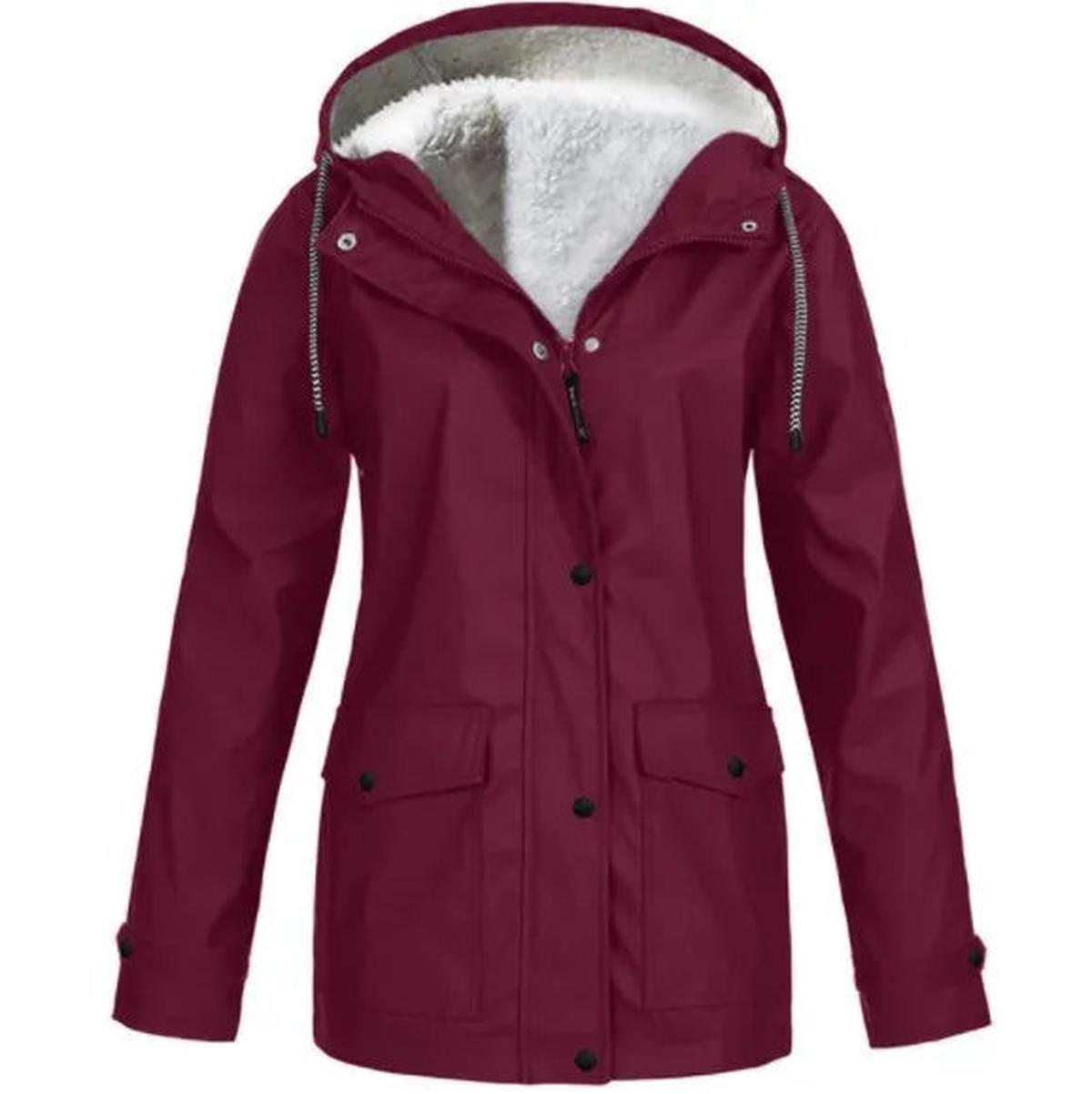 Women's Water and Windproof Fleece-Lined Jacket With Hood 7