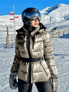 Women's Waterproof Insulated Puffer Ski Jacket With Belt 0