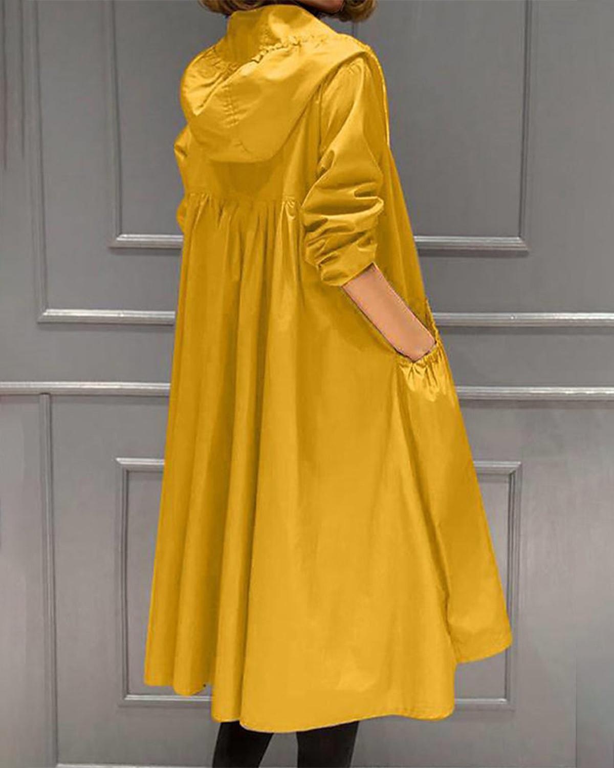 Women's Waterproof Long Hooded Trench Coat for Autumn and Winter 1