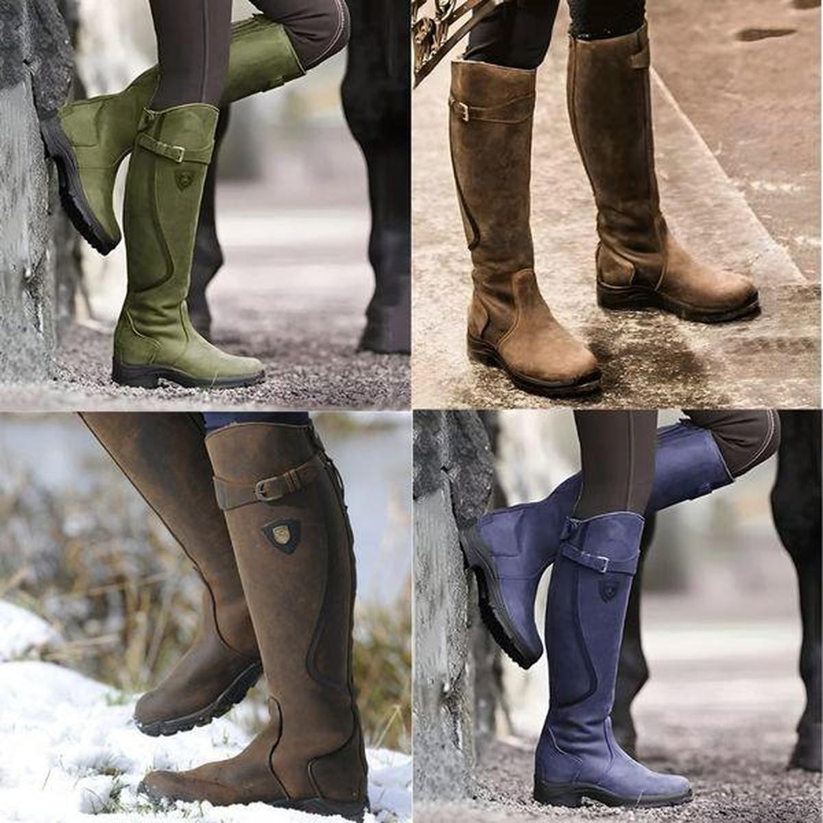 Women's Winter Waterproof Leather Riding Boots 6