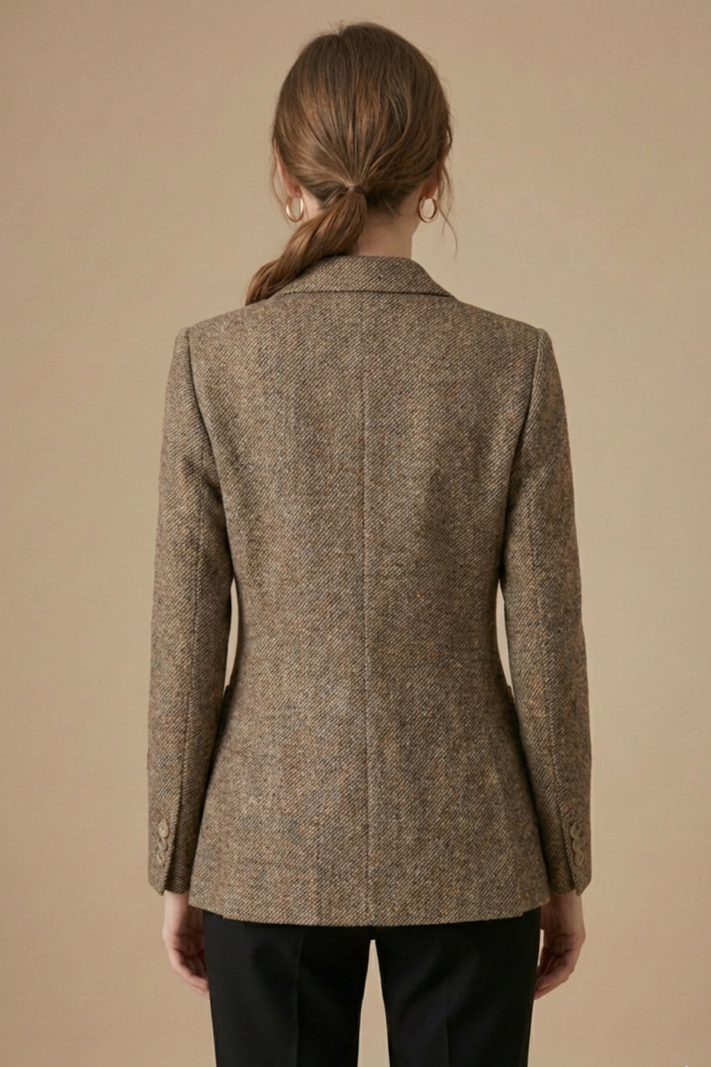 Women’s Wool Blazer Jacket with Notch Lapel Single Button Closure and Front Pockets 2