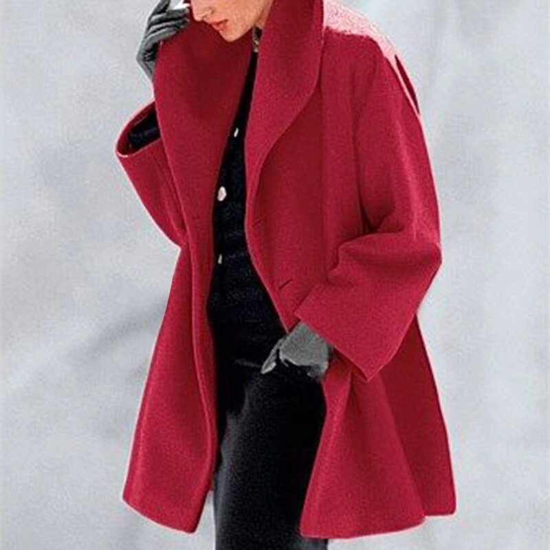 Women's Wool Coat with Wide Collar 1