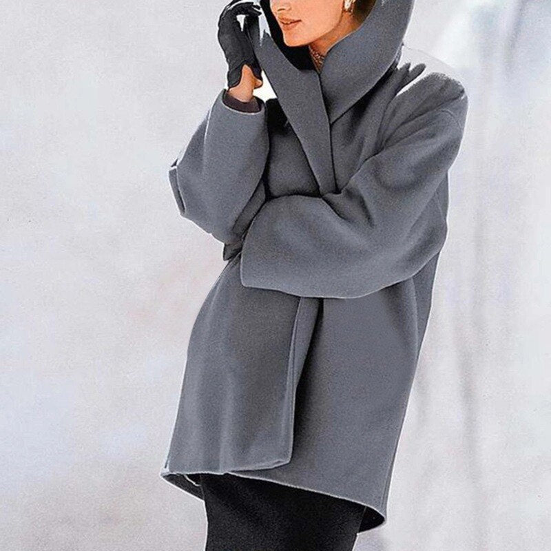 Women's Wool Coat with Wide Collar 3