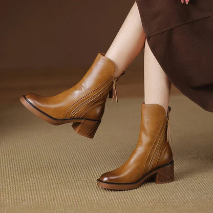 Women’s Zip-Up Ankle Boots with Block Heel 4