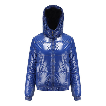 Women's high-gloss down jacket with hood 0