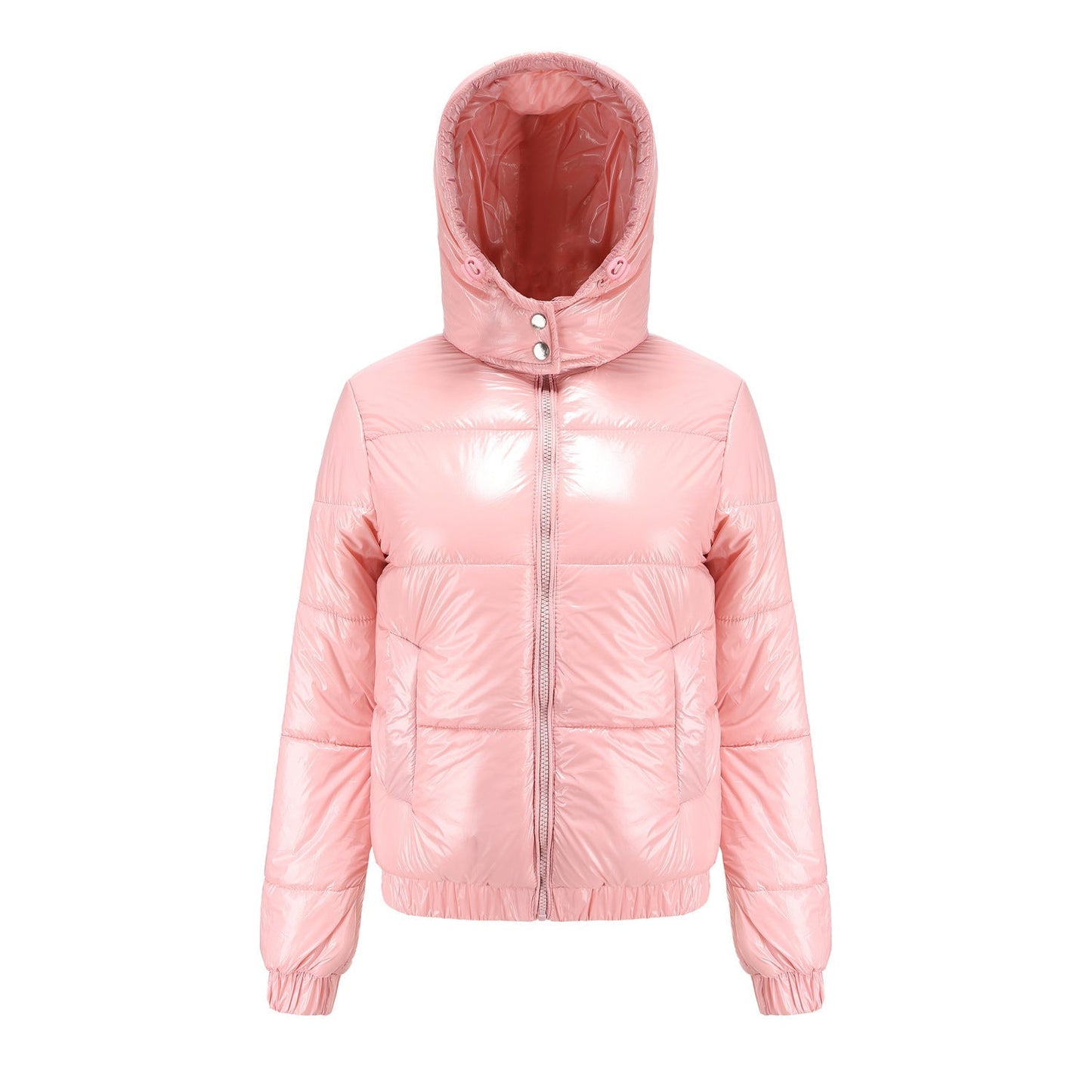 Women's high-gloss down jacket with hood 10