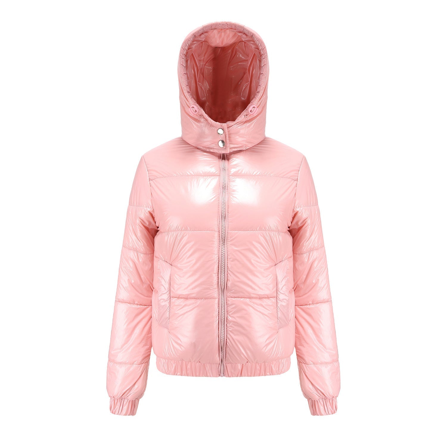 Women's high-gloss down jacket with hood 10