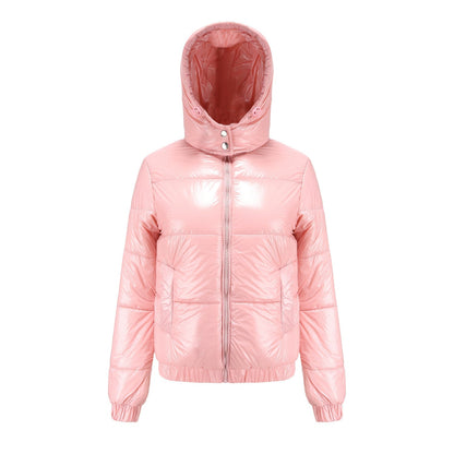 Women's high-gloss down jacket with hood 10