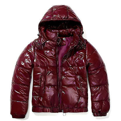 Women's high-gloss down jacket with hood 5