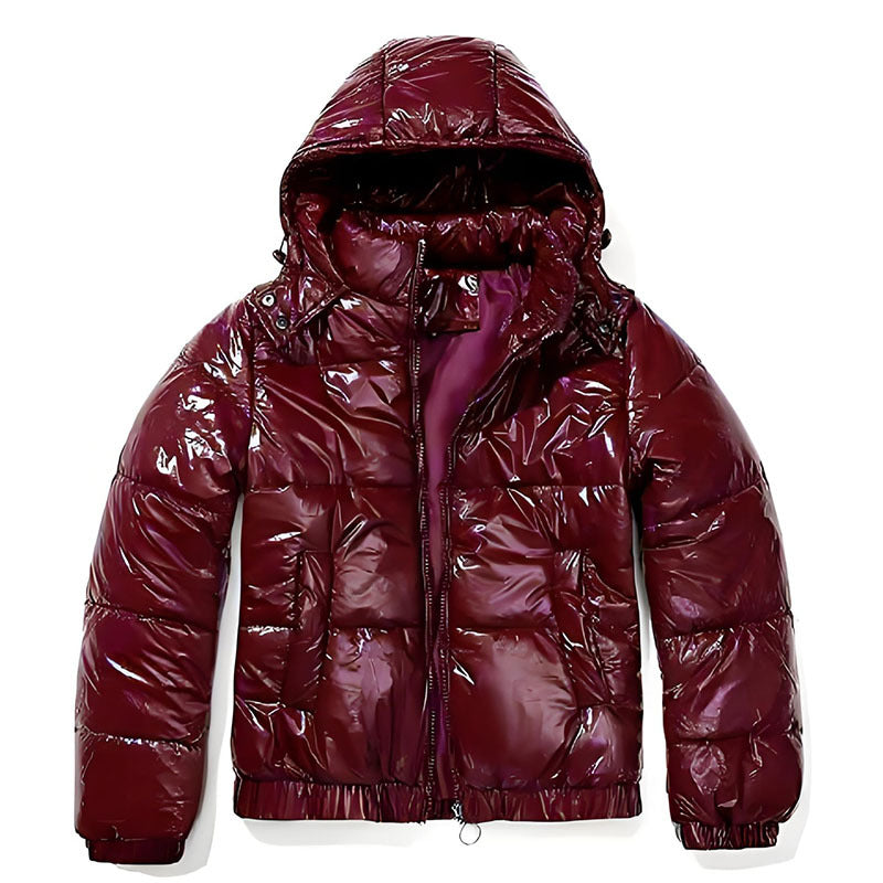 Women's high-gloss down jacket with hood 6