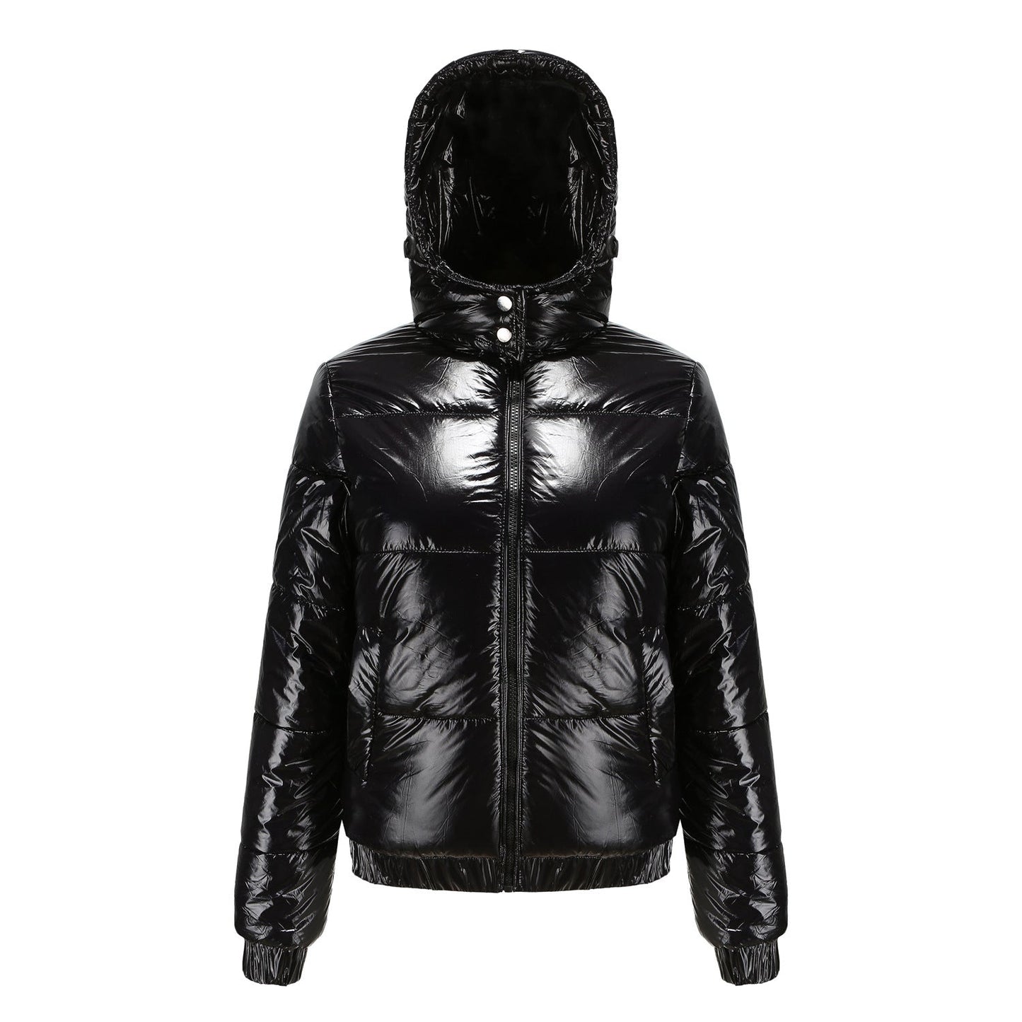 Women's high-gloss down jacket with hood 9