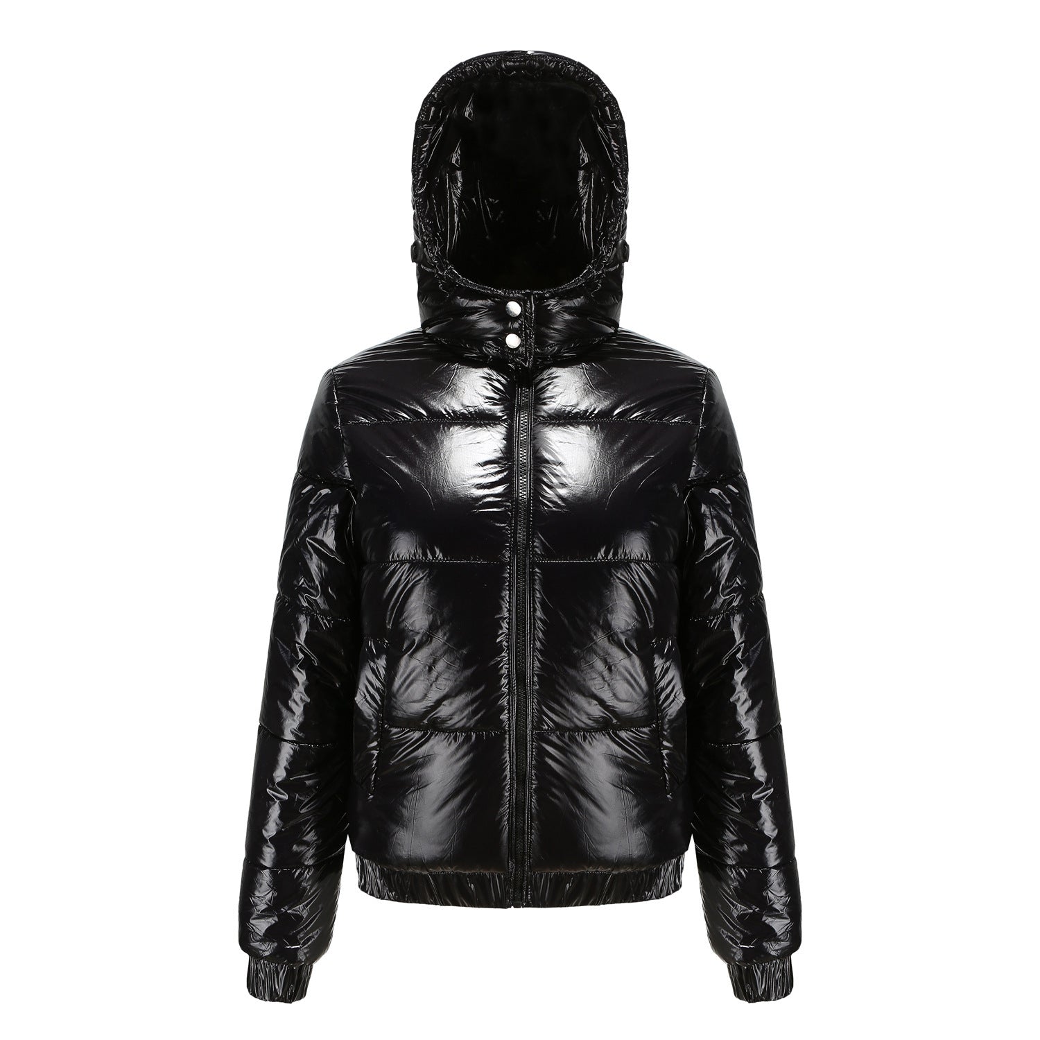 Women's high-gloss down jacket with hood 9