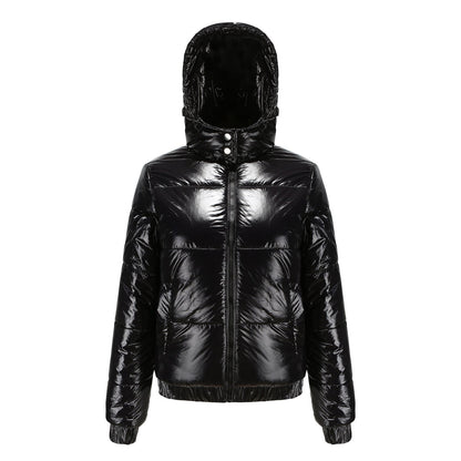 Women's high-gloss down jacket with hood 9