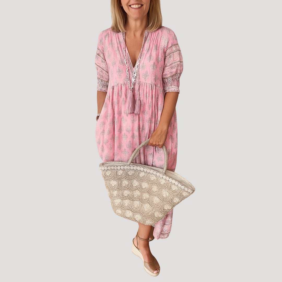 Women's summer midi dress – boho beach style with pockets 6