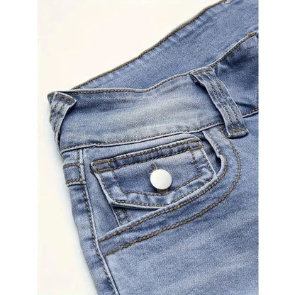 Womens Jeans Y2k Jeans Blue Denim Pants Straight Leg Stretch Fabric Slim Fit High Waist Retro Style Casual Wear 4