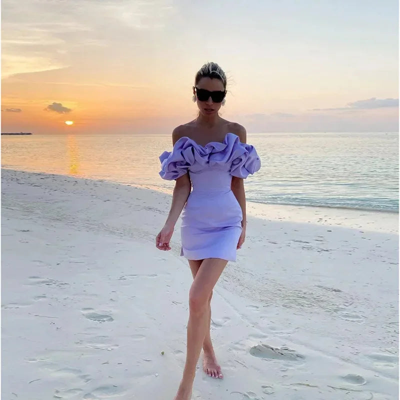 Wood Ear Strapless Dress – Unique Design for Versatile Party Occasions 5