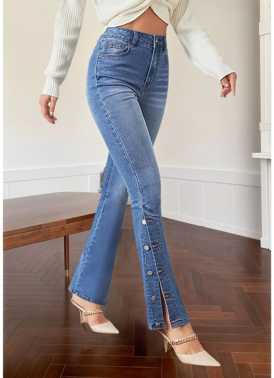 Y2k Jeans For Woman Flared Trousers Vintage Inspired Elegant Look Stretch Fabric Machine Washable Denim Pants Retro Style 0