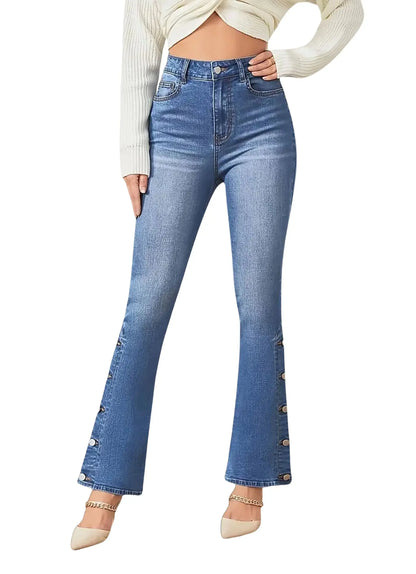 Y2k Jeans For Woman Flared Trousers Vintage Inspired Elegant Look Stretch Fabric Machine Washable Denim Pants Retro Style 4