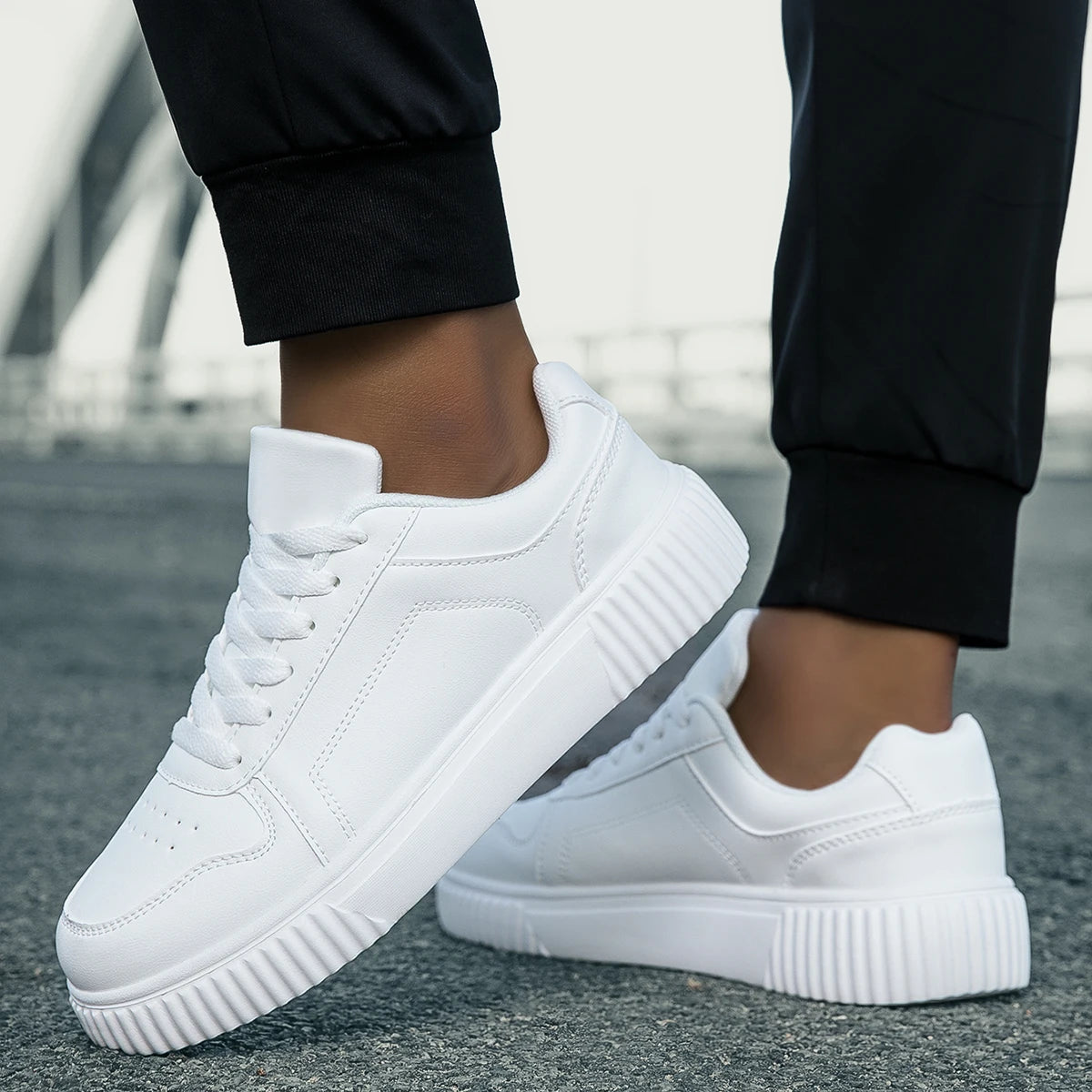 YRZL Womens Sneakers Autumn White Shoes Lightweight Thick Sole Non Slip Skatebaord Shoes Unisex Casual Sports Shoes for Man 11