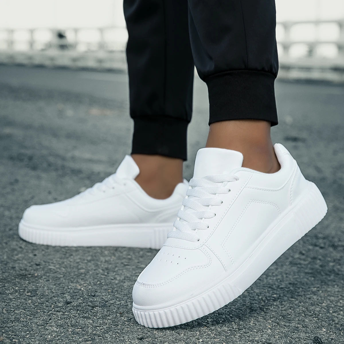 YRZL Womens Sneakers Autumn White Shoes Lightweight Thick Sole Non Slip Skatebaord Shoes Unisex Casual Sports Shoes for Man 2