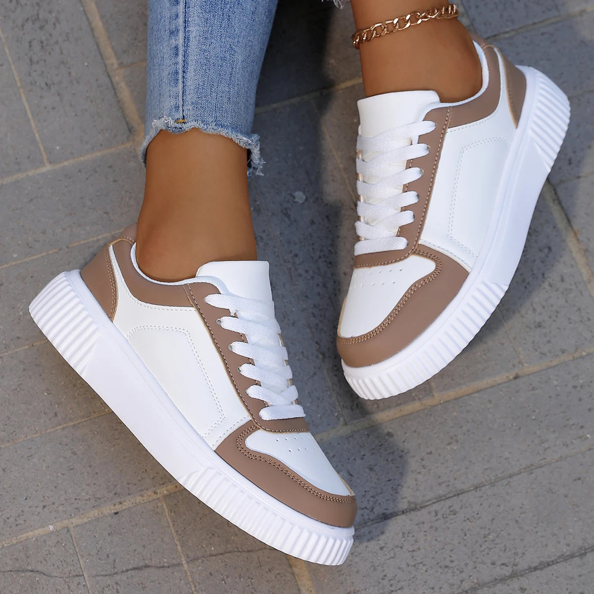 YRZL Womens Sneakers Autumn White Shoes Lightweight Thick Sole Non Slip Skatebaord Shoes Unisex Casual Sports Shoes for Man 8