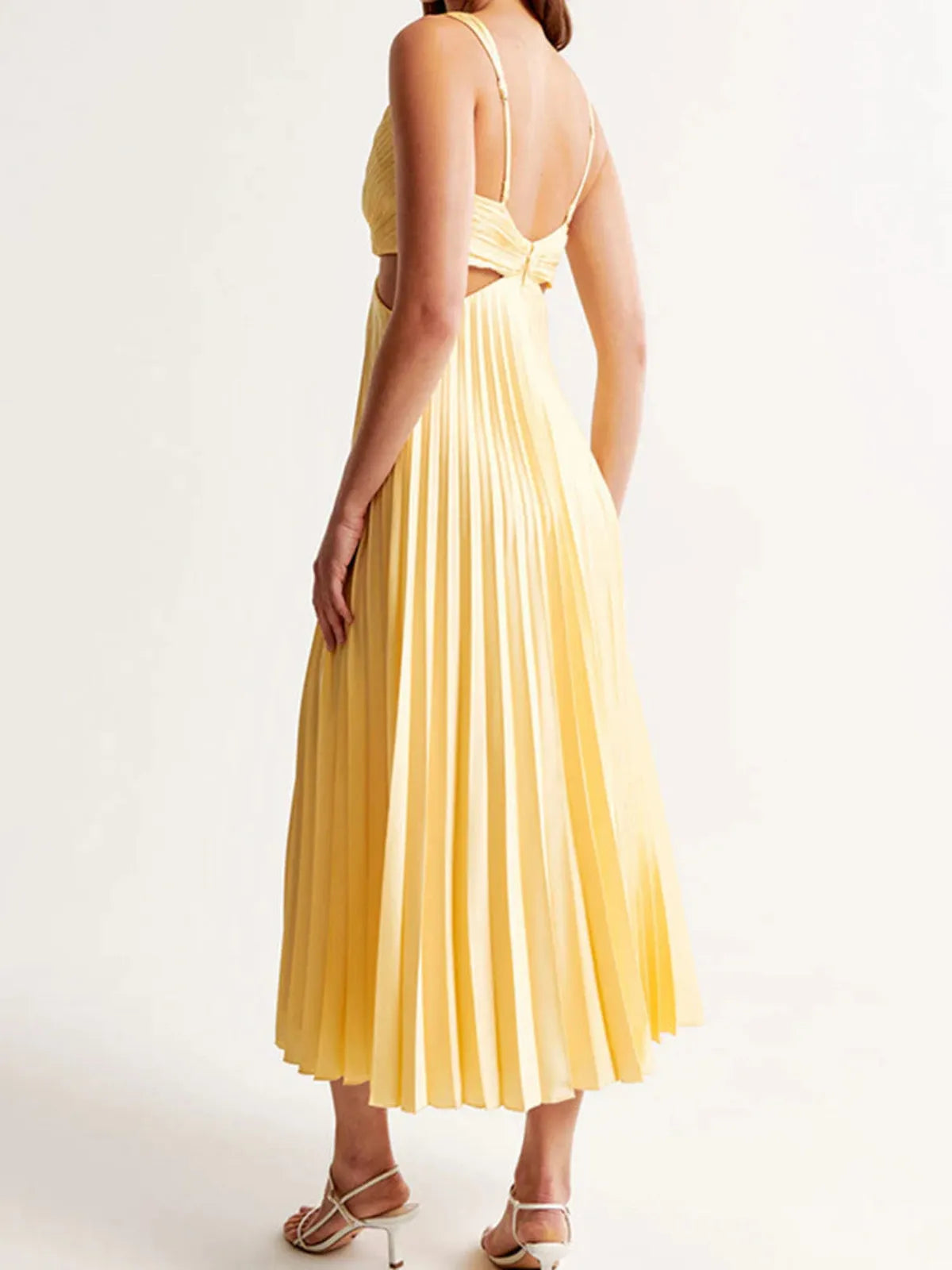 Yellow Pleated Maxi Dress 3