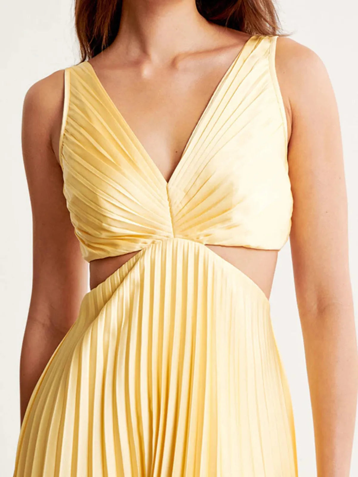 Yellow Pleated Maxi Dress 4