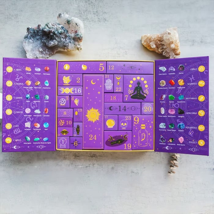 Advent Calendar Healing Crystal 24 Day Countdown Box Spiritual Gift - Image 1