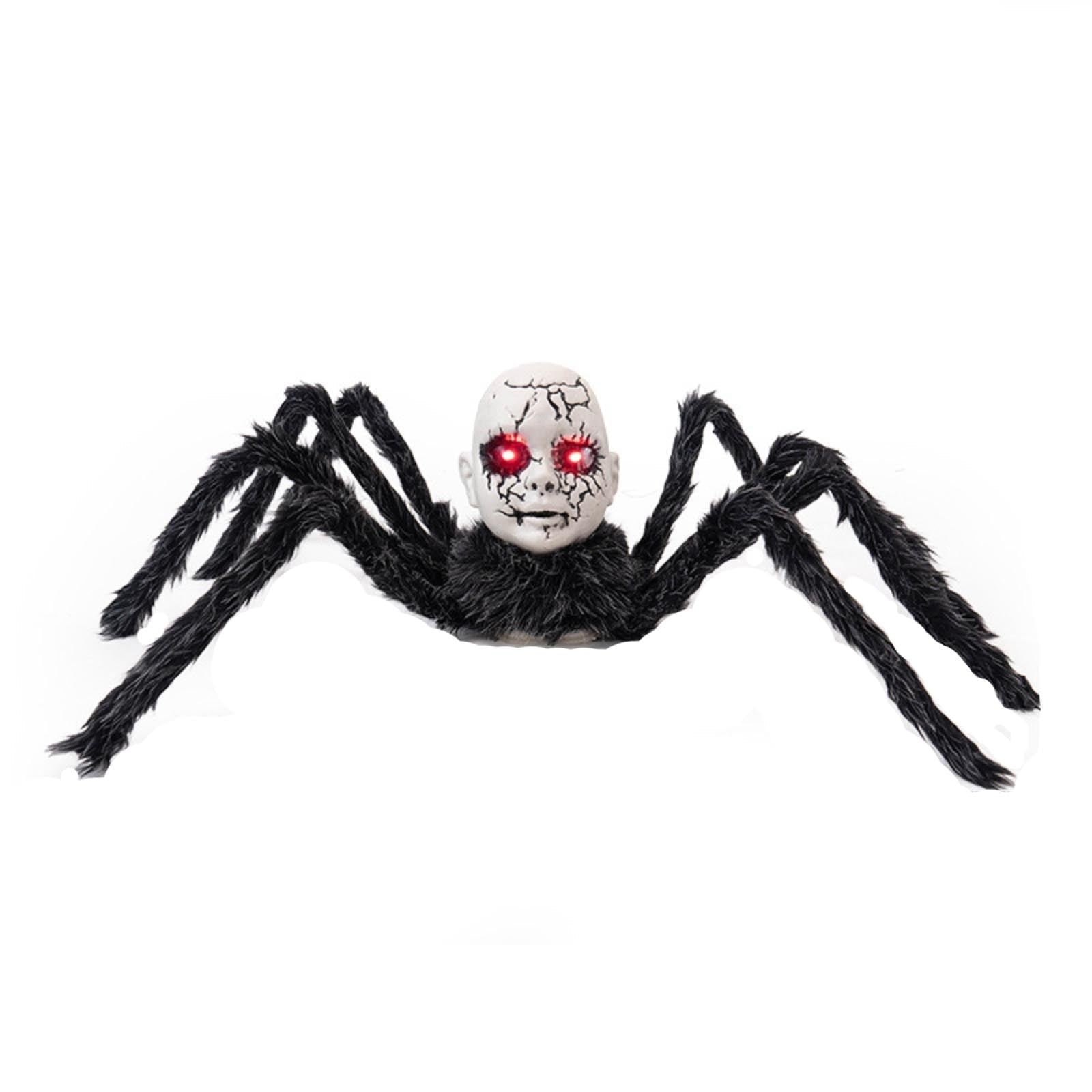Animatronic Spider Prop Doll Face Glowing Red Eyes Halloween Decor - Image 5
