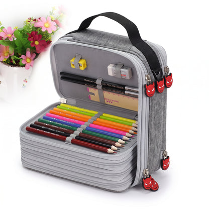 Pencil Case Zippered Holder Large Capacity Art Supply Organizer - angle