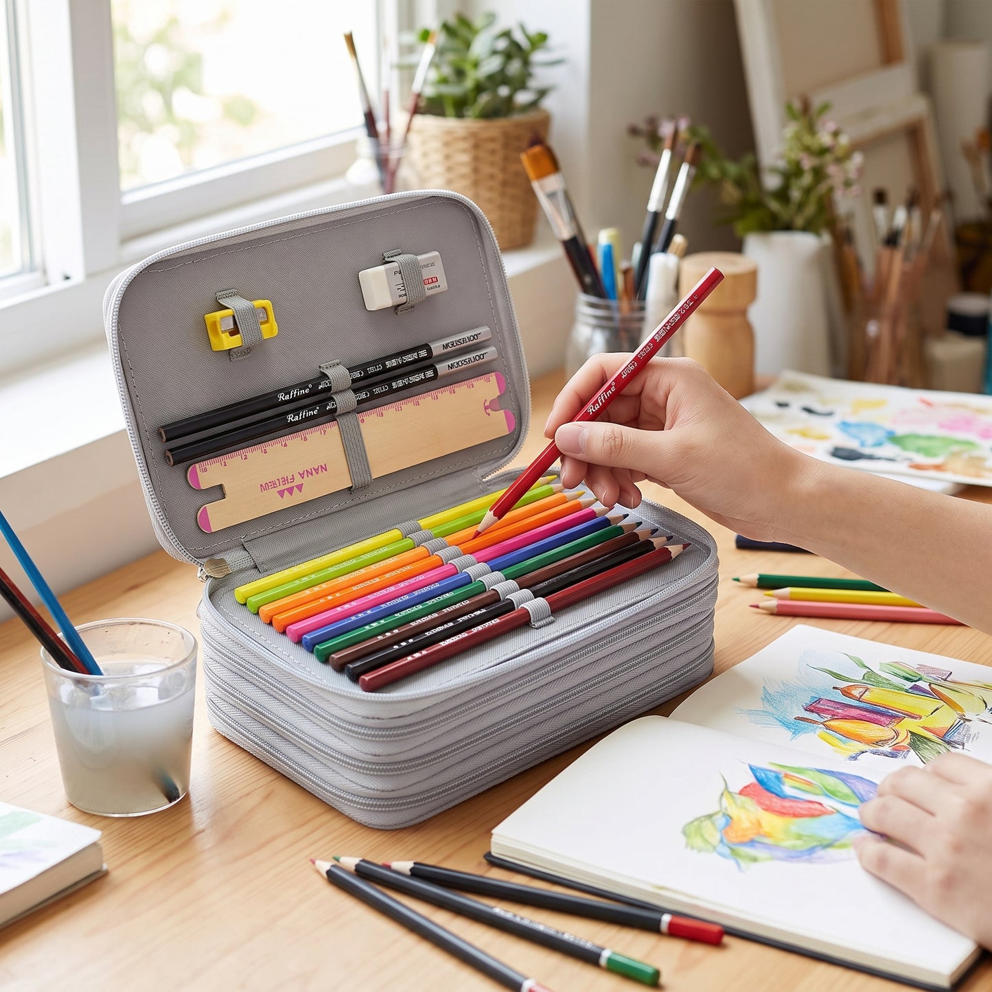 Pencil Case Zippered Holder Large Capacity Art Supply Organizer - hero