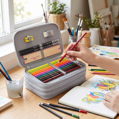 Pencil Case Zippered Holder Large Capacity Art Supply Organizer - hero