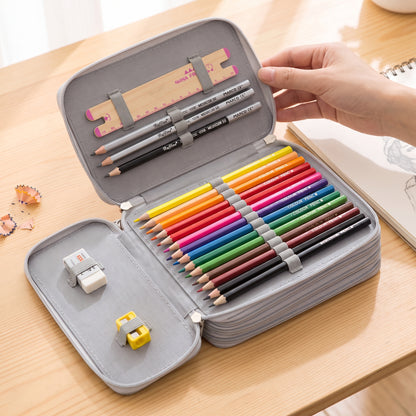Pencil Case Zippered Holder Large Capacity Art Supply Organizer - scale