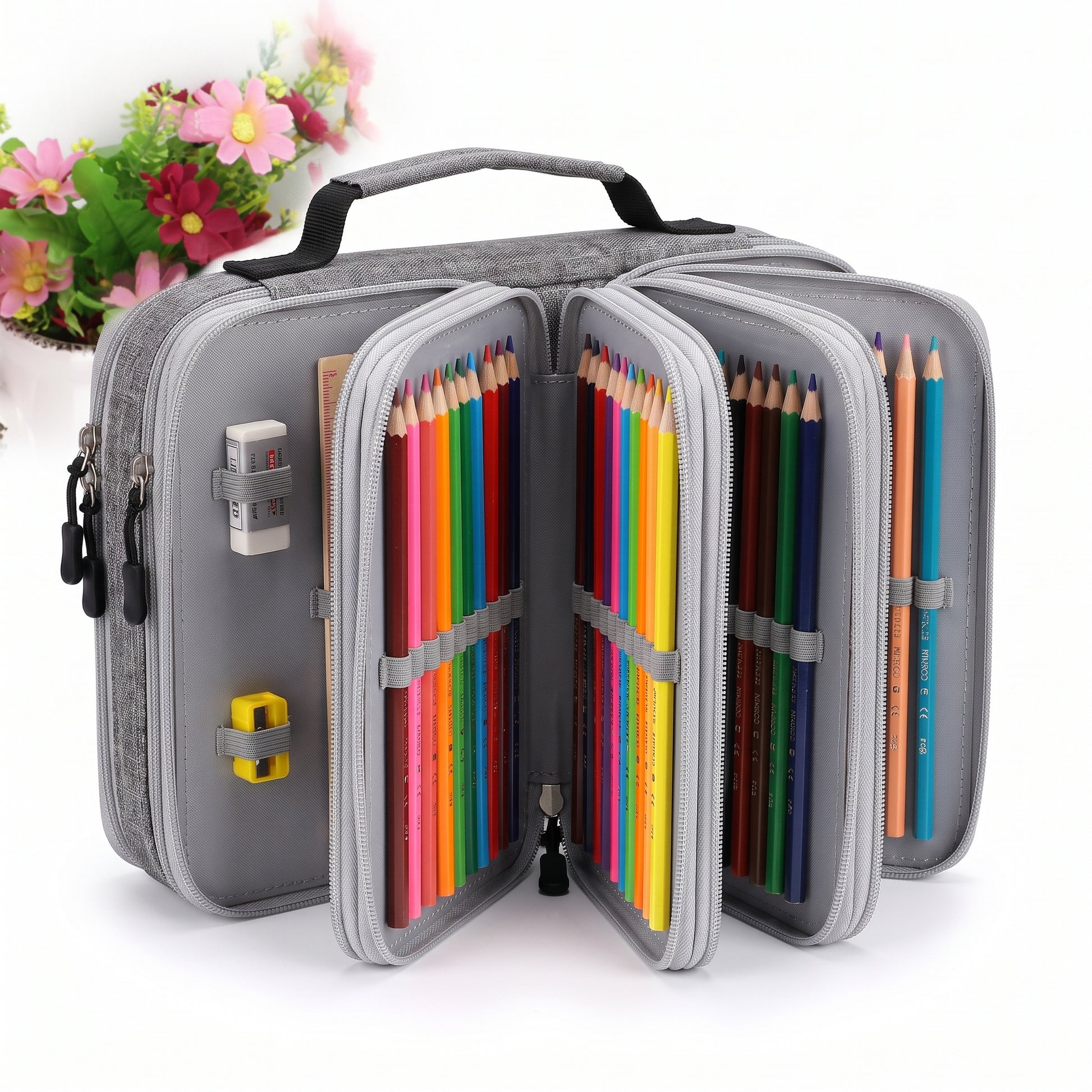 Pencil Case Zippered Holder Large Capacity Art Supply Organizer - studio