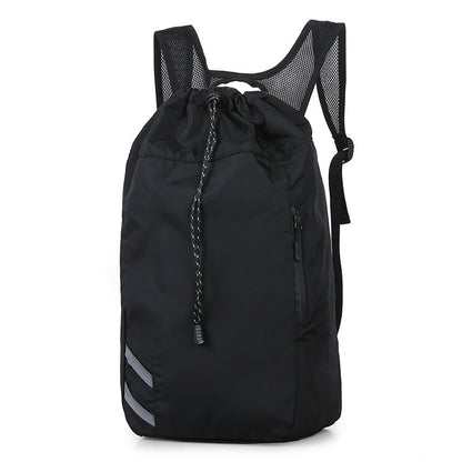 Backpack Gym Bag Drawstring Black Nylon Padded Shoulder Straps - Image 1