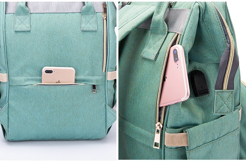 Backpack Insulated Diaper Bag Baby Stroller USB Travel - Image 16