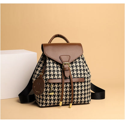Backpack Stylish Drawstring Flap Faux Leather - Image 1